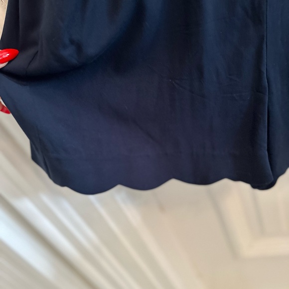 Navy Blue Romper with Cut Out Back with Scalloped Edge Details - Picture 5 of 11